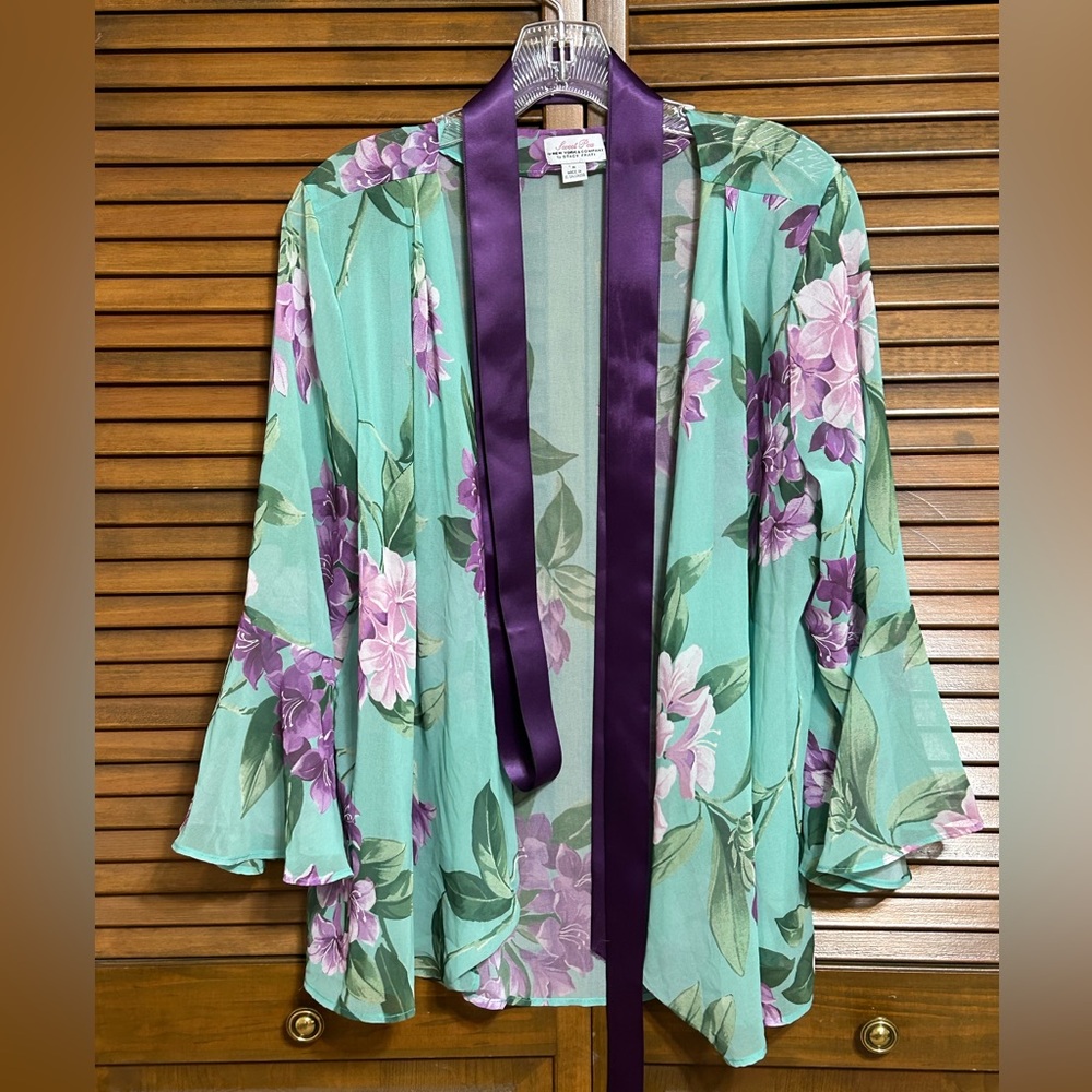 Sweet Pea by Stacy Frati Floral Blouse Summer Kimono Size M - Picture 7 of 7